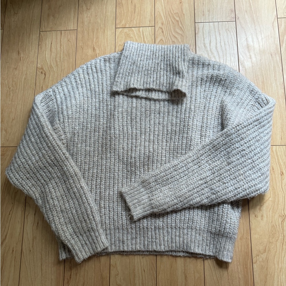 Josefine HJ x NA-KD Ribbed Knit Sweater in Cream
